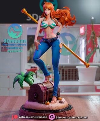 《航海王》娜美(双体含支撑) 3Dmoonn版 已分件 3D模型Stl文件