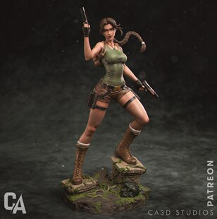 《古墓丽影》劳拉·克劳馥 CA版 已分件 3D模型Stl文件
