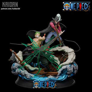 《航海王》索隆VS鹰眼米霍克  已分件 3D模型stl文件