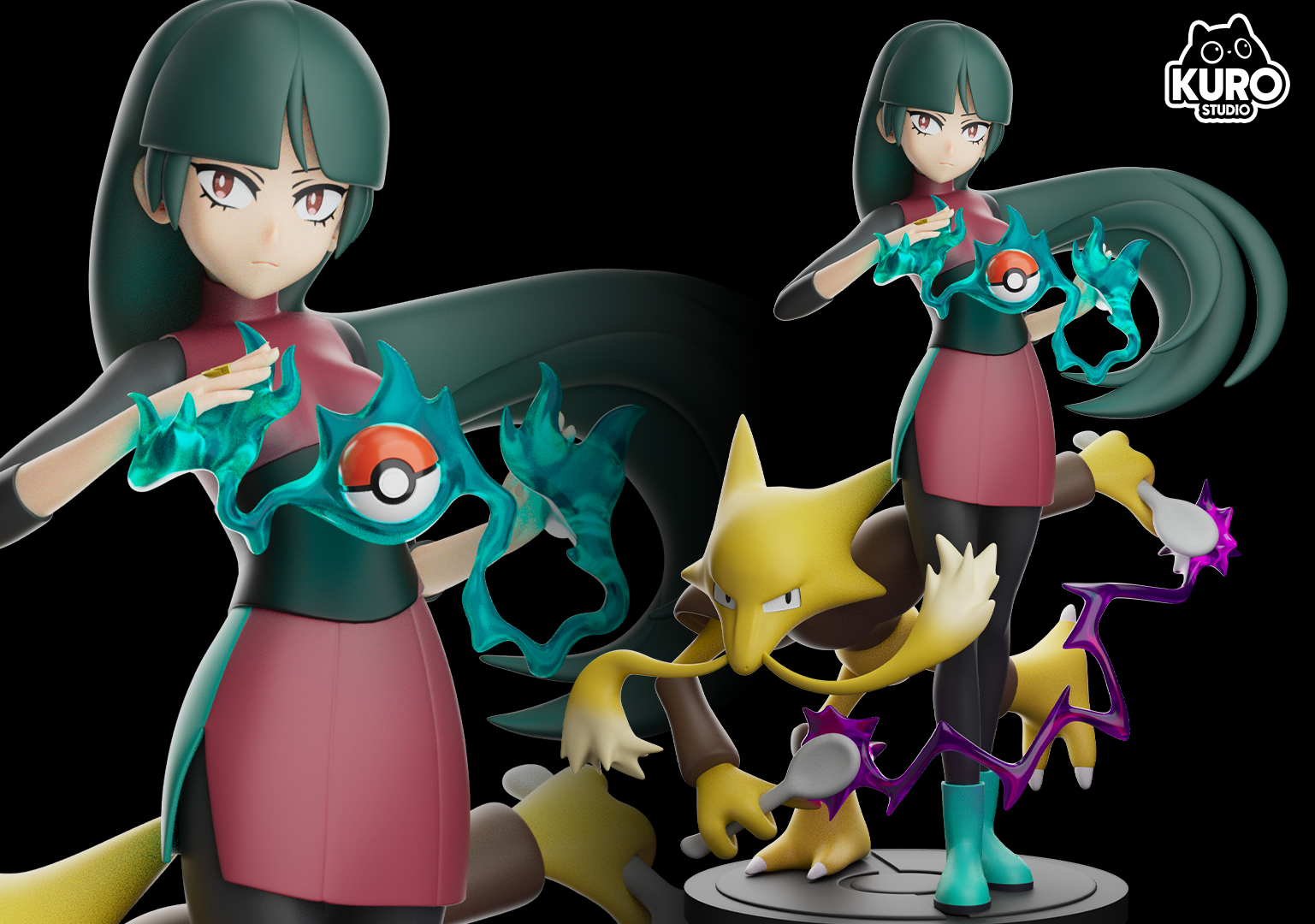 《宝可梦》娜姿&勇基拉 已分件 3D打印模型stl数据文件