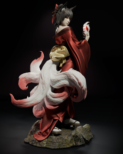 天照 九尾狐 大神 已分件 3D模型Stl文件