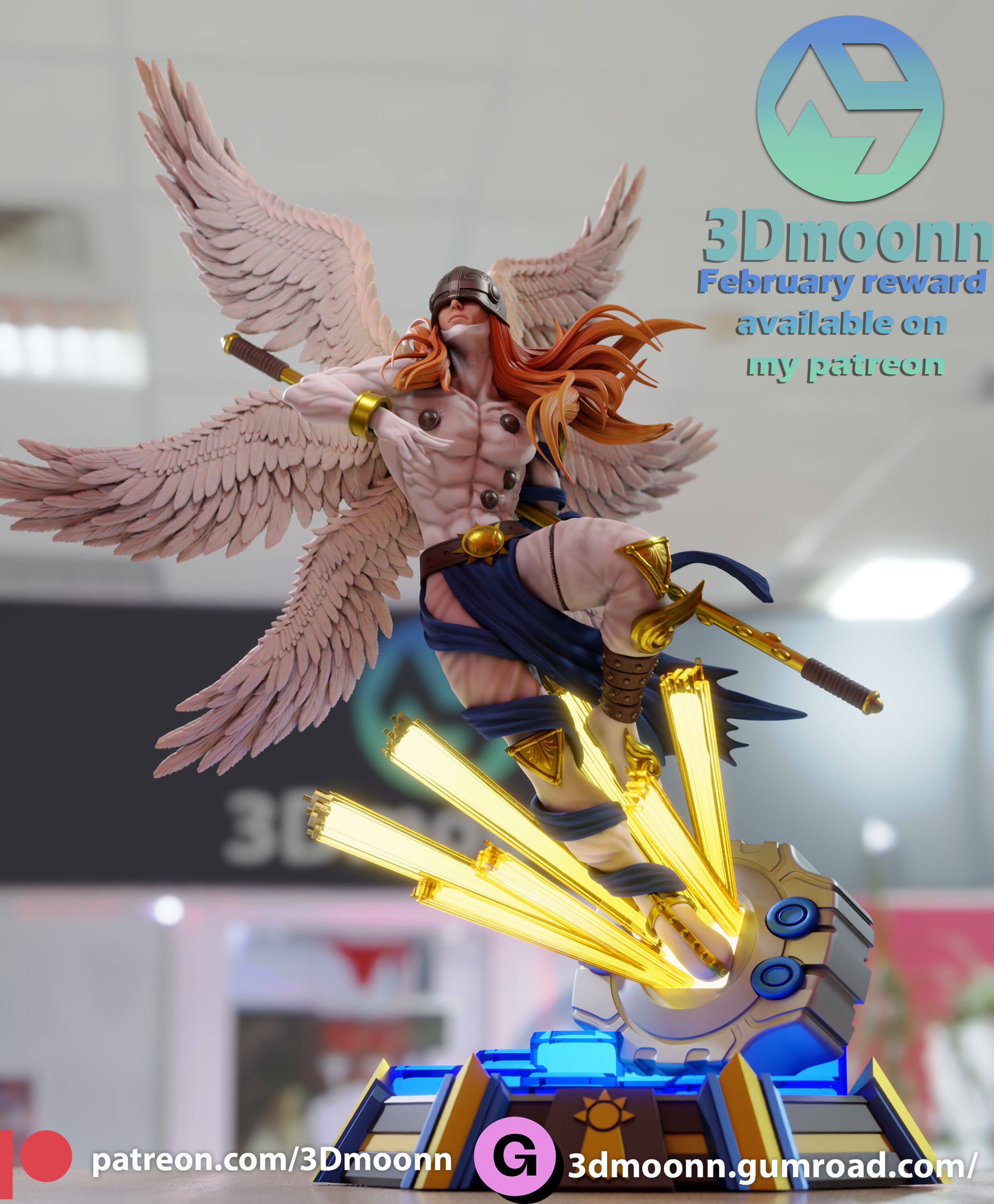 动画《数码宝贝》天使兽 已分件 3d模型stl数据文件