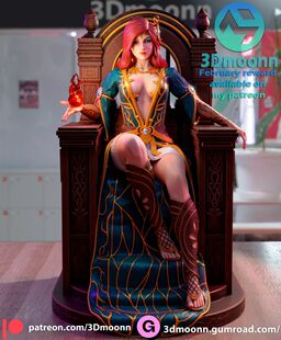 《巫师》特莉丝·梅莉葛德(双体双头) 已分件 3D模型stl数据文件