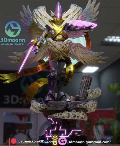 《数码宝贝》神圣天使兽 3DMOONN版 已分件 3D模型Stl文件