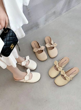 平底复古软底勃肯包头半拖女外穿205新款春夏百搭懒人方头凉拖鞋