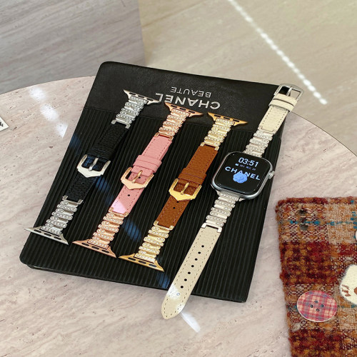 iQOOvivowatchGT2不规则金属闪钻真皮表带适用OPPOX2mini4/3proSE