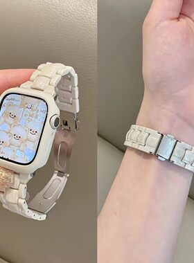 适用华为WatchFit4/3/2表带亚克力高级冰川树脂婉带小米4/5/9pro8