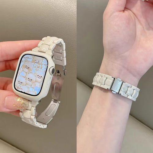 适用华为WatchFit4/3/2表带亚克力高级冰川树脂婉带小米4/5/9pro8