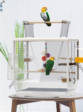 粤迪 鹦鹉鸟笼大型牡丹虎皮凯克鹦鹉笼大号透明观赏鸟笼子PE17
