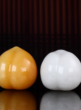 新品天然玉石蟠桃寿桃玉雕黄玉白玉桃子摆件祝寿礼品家居客厅装饰