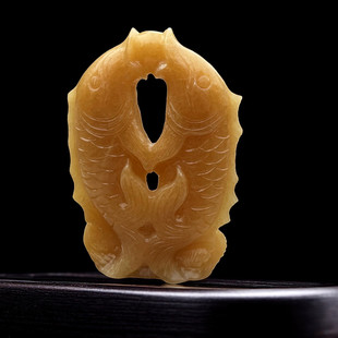 天然玉石米黄玉鱼摆件招财家居客厅公司店铺开业乔迁装饰礼品双鱼
