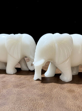 天然玉石大象摆件吸水招财客厅玄关家居装饰品雕刻新中式办公室