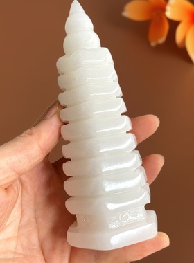 天然白玉文昌塔摆件九层13层祝福