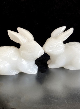 锦玉秀美玉祝福现代客厅玉雕兔子