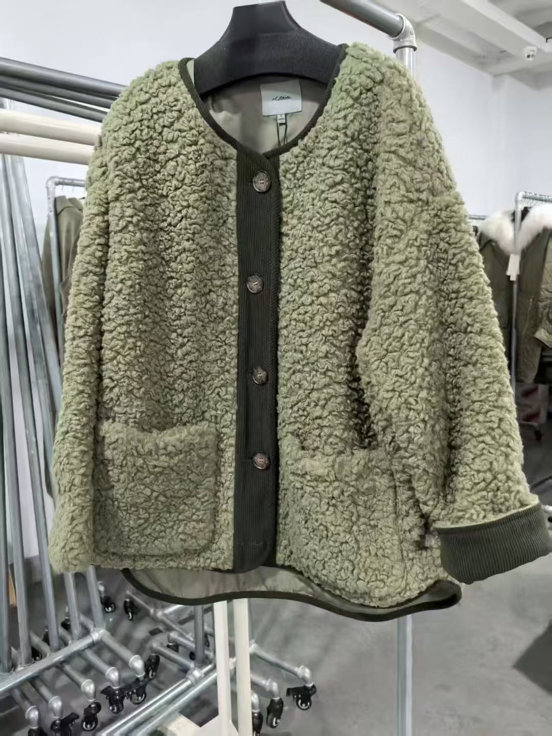 恩派雅正品国内代购宽松颗粒绒毛绒绒大衣保暖外套XWIAA1219AG3