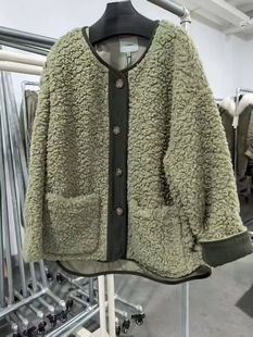 恩派雅正品 宽松颗粒绒毛绒绒大衣保暖外套XWIAA1219AG3 国内代购