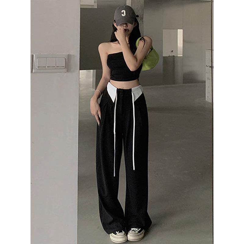 冰丝西装阔腿裤女夏季薄款2025新款高腰垂感显瘦小个子休闲直筒裤
