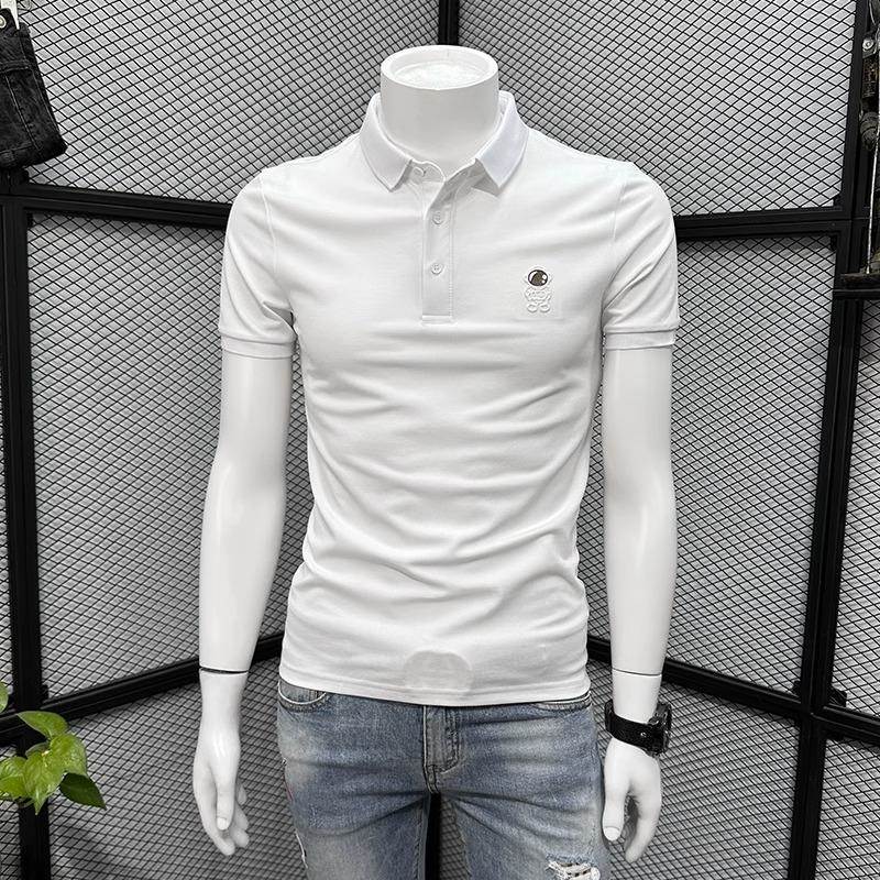 潮牌短袖polo衫男士夏季新款高端翻领半袖上衣修身有领t男装衣服