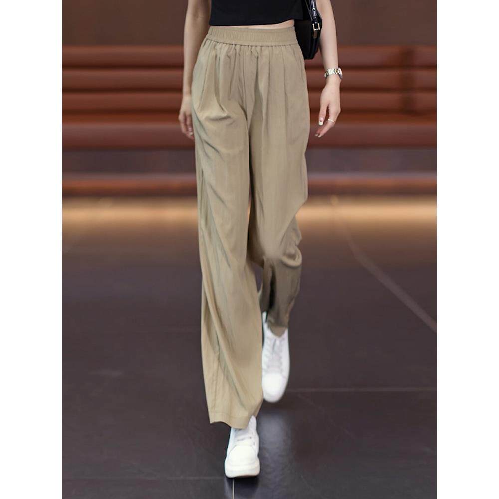 高腰窄版直筒山本裤女2025夏季新款宽松垂感冰丝薄款阔腿休闲裤子