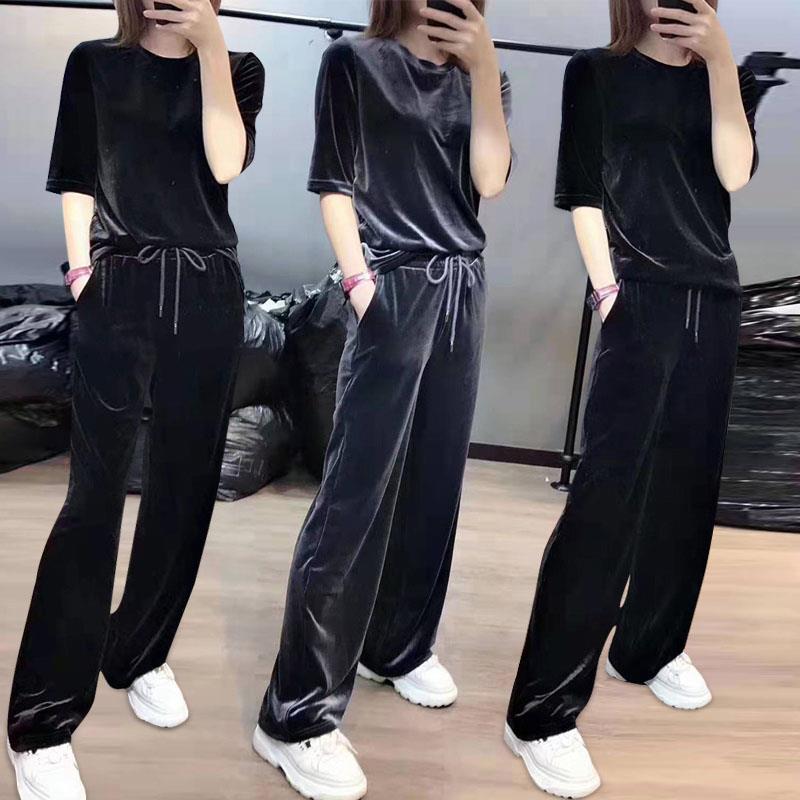 金丝绒套装女2025早春新款高贵洋气时尚高端女人味丝绒运动套装潮