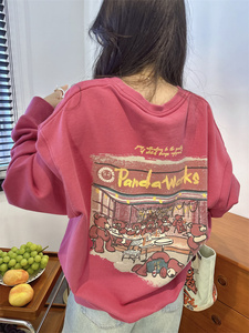 自留忒特别!Pandawarks熊猫纸袋家300g纯棉毛圈卫衣女长袖内搭韩