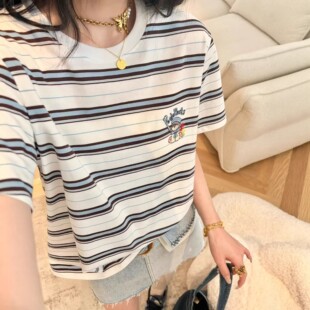 Pandawarks熊猫纸袋家230g双纱纯棉短袖 T恤女夏 条纹控 自留多件