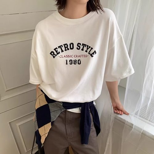 短袖230g磨毛棉宽松打底内搭女春