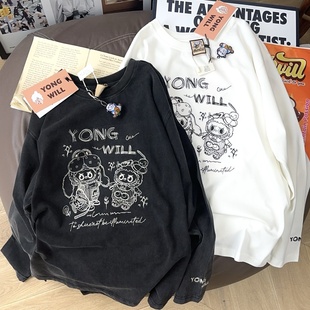 本期BBB入 T恤内搭 yongwill小羊纸袋家复古水洗250g纯棉刺绣长袖