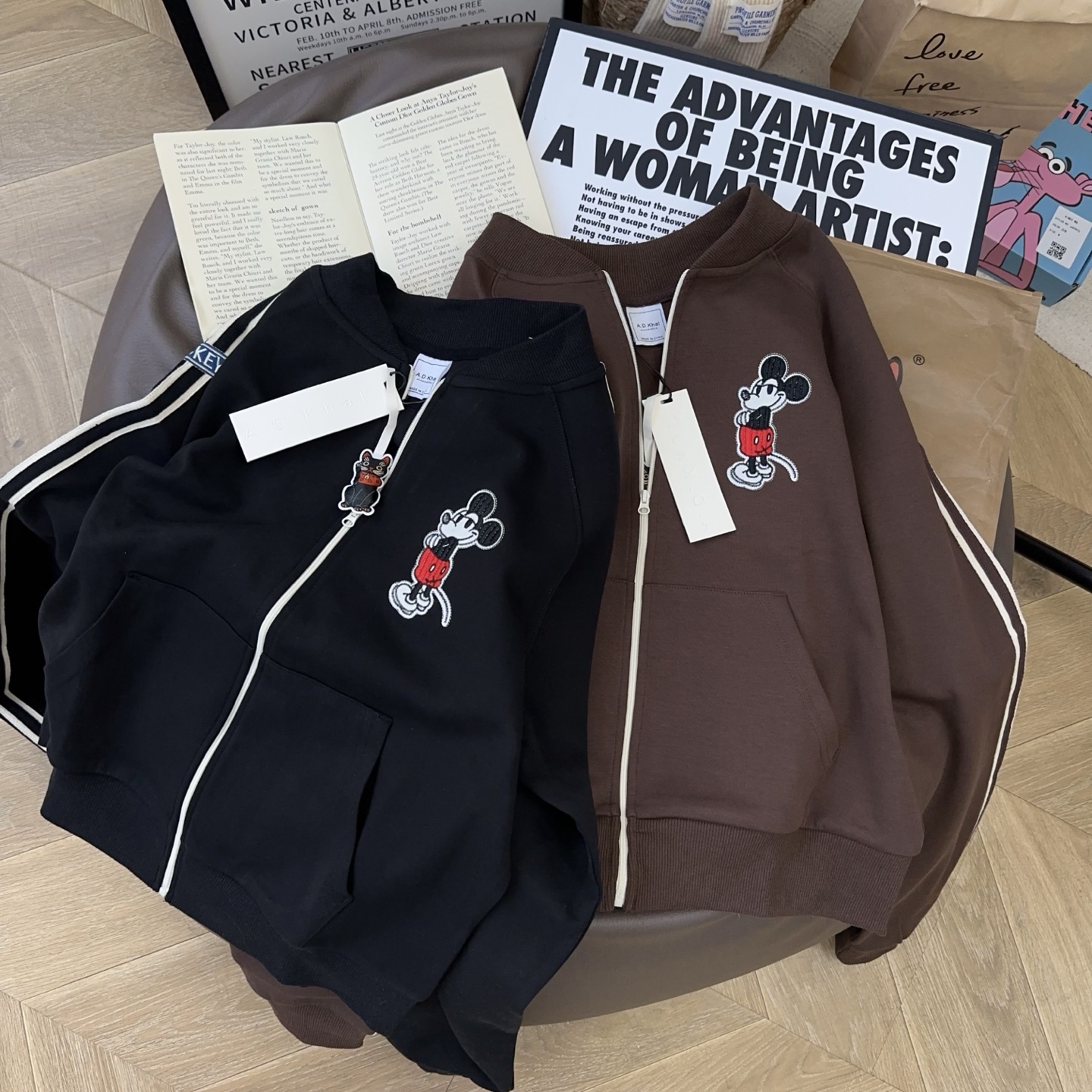 自由主义！a.d.khal纸袋家挺阔有型拉链开衫百搭卫衣女长袖外套韩