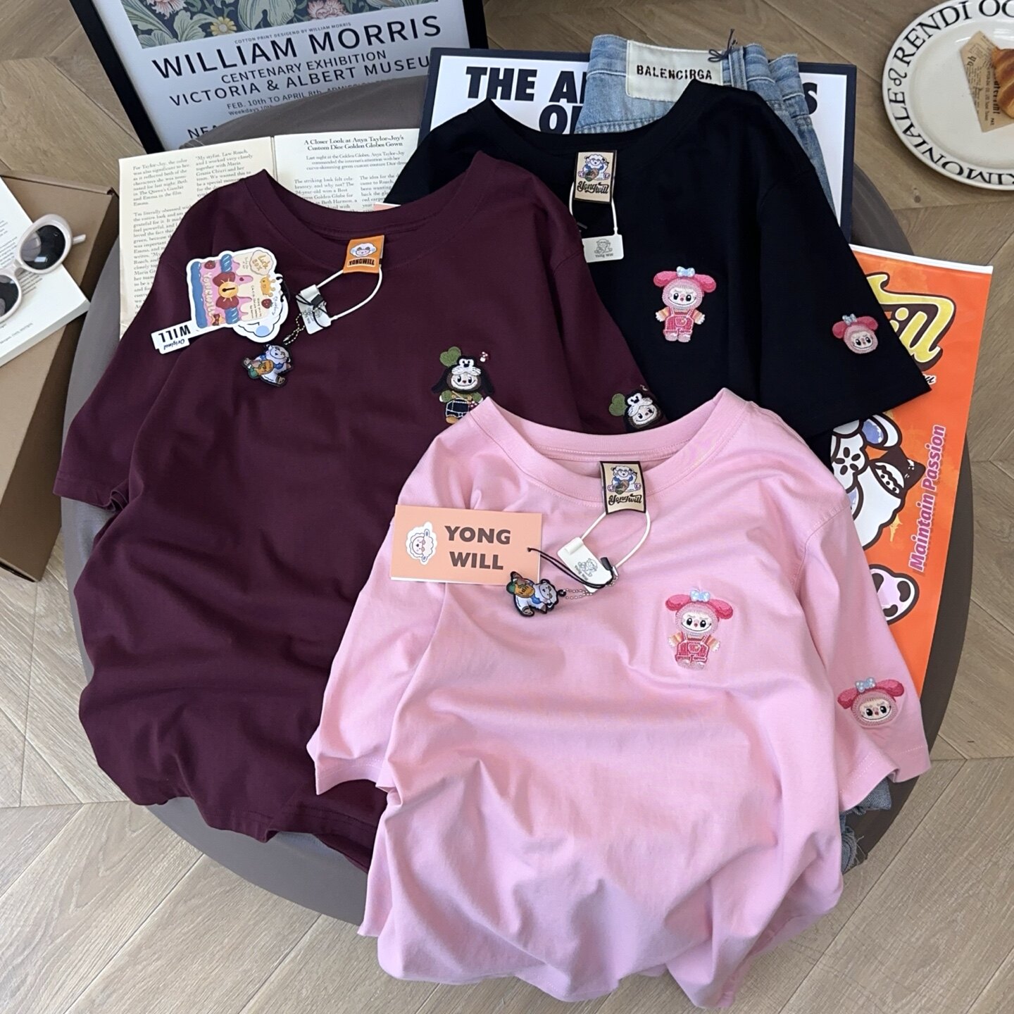 【配色chao戳萌系女孩】yongwill小羊纸袋家180g纯棉短袖T恤女夏