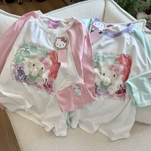 重工刺绣纯棉长袖T恤女秋冬韩