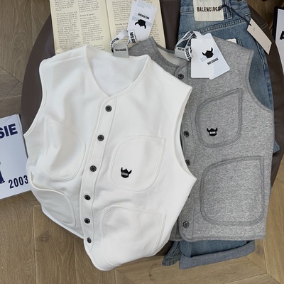 26早春新款！极简风穿搭刚需AIMEEWQ艾米纸袋家纯棉毛圈马甲