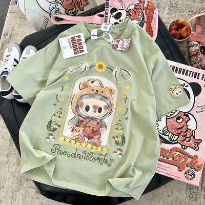 治愈系拉布布纯棉短袖T恤女夏韩