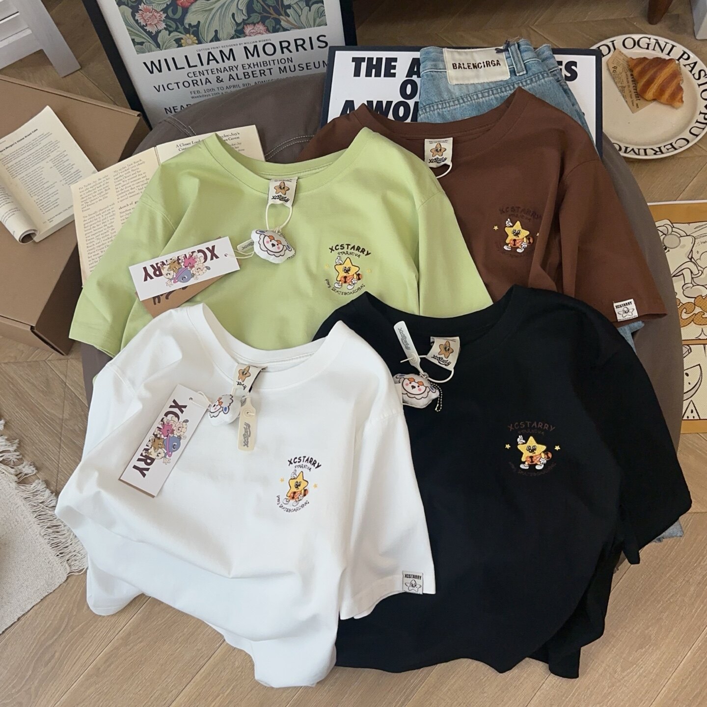 品质nice！XC Starry星星纸袋家200g纯棉简约百搭短袖T恤女夏韩版
