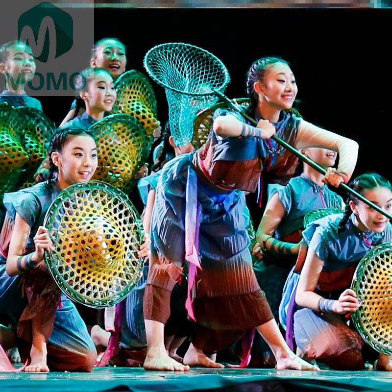 儿童竹竿舞民族装饰品圆形演出帽斗笠舞蹈道具表演防晒男女渔民