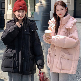 显瘦孕妇白鸭绒外套 胖mm200斤韩版 加肥加大码 羽绒服女连帽中长款