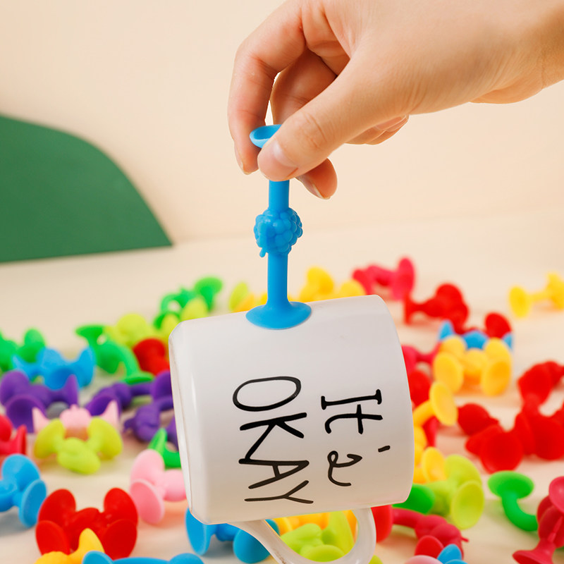 儿童益智软积木卡通动物吸盘玩具车窗旅行哄娃玩具百变拼搭积木