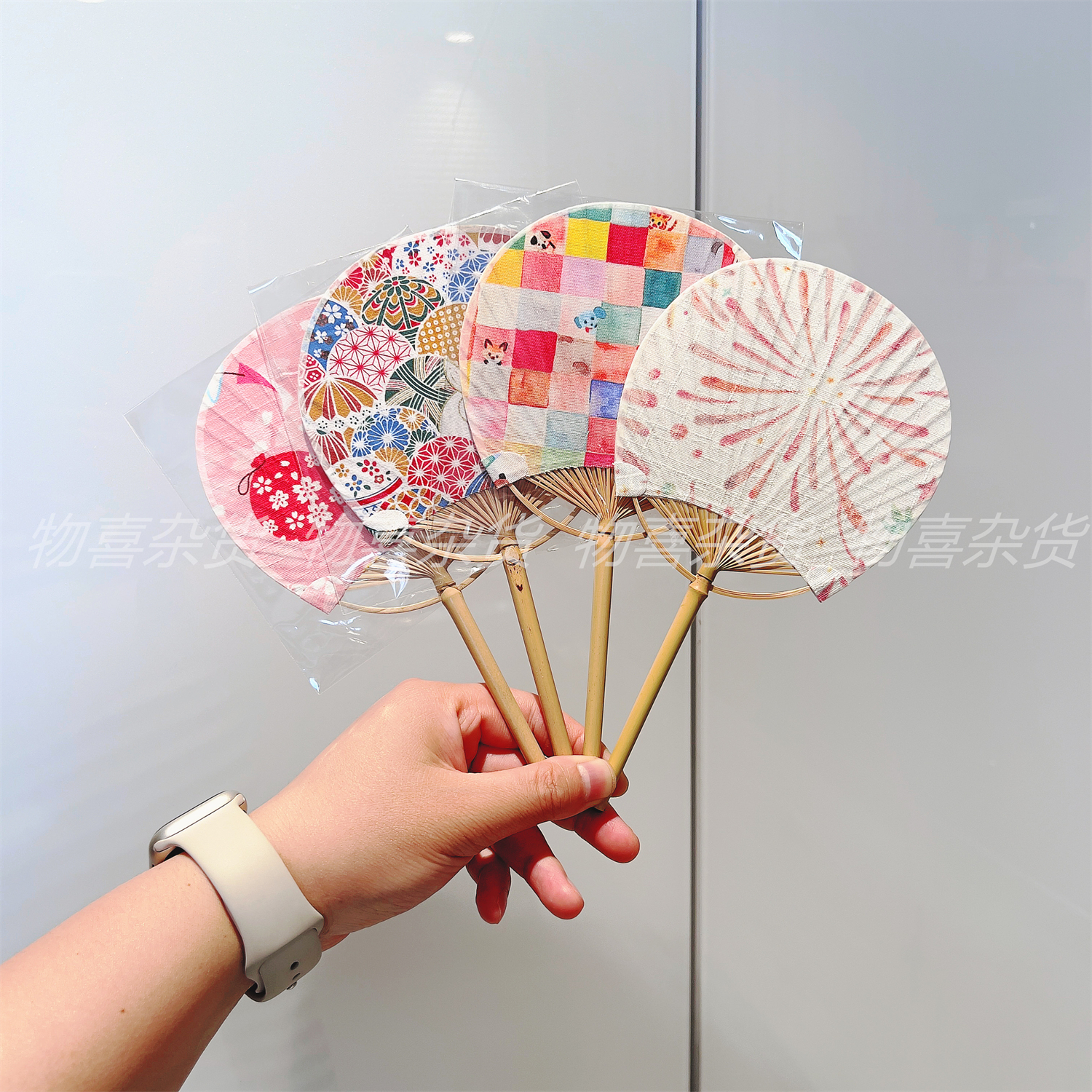 日本尾单~2把包邮 可爱迷你儿童小扇纸扇子布面和风团扇夏天
