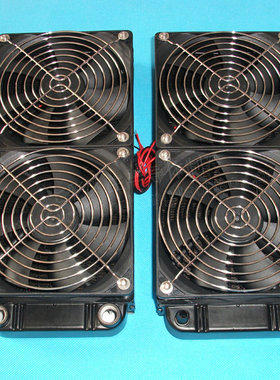 12扁管双120风扇240散热水排PL2120A宝塔水嘴铝排内螺纹口液冷排