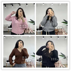 显瘦百搭软糯麻花V领针织衫开衫四色大牛家大码女装胖MM