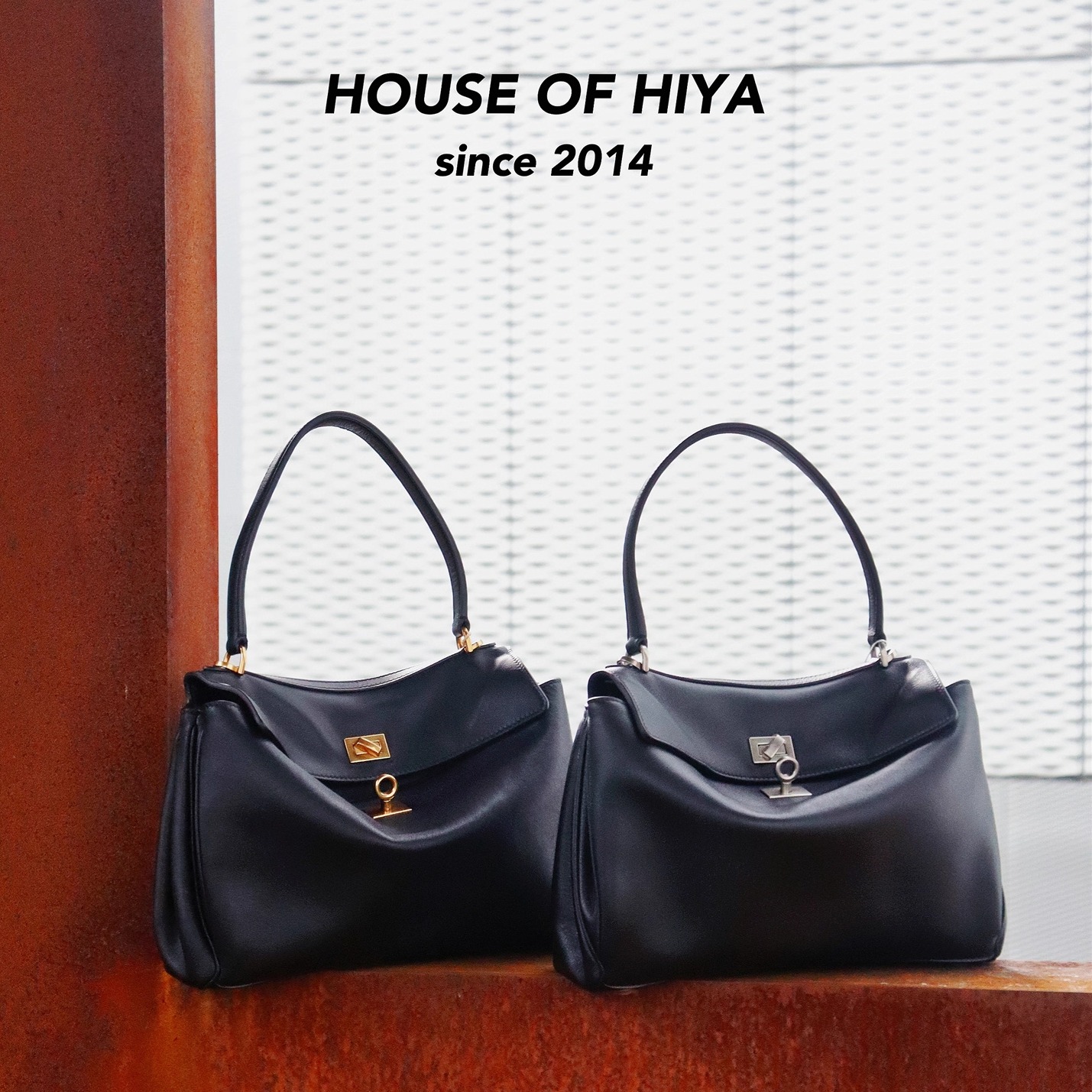 迷你款HOUSE OF HIYA高定版女包真皮牛皮单肩斜挎手提SS黑金