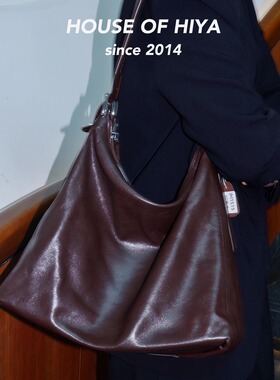 HOUSE OF HIYA头层牛皮可调节hobo包百搭通勤包