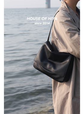 HOUSE OF HIYAA新款进口羊皮下T-nuance hobo大号手缝腋下包
