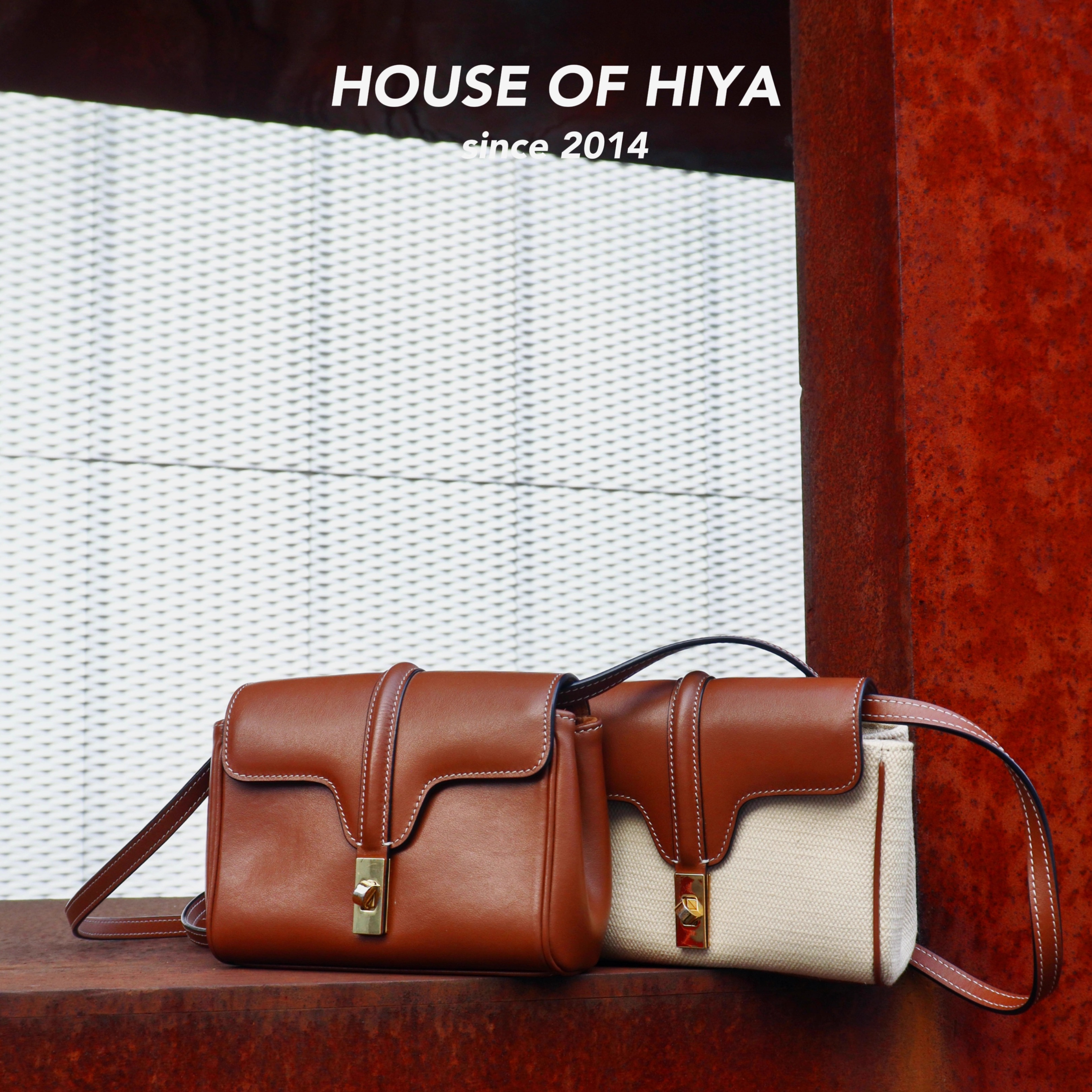 新款头层牛皮小方包质感简约帆布配皮通勤休闲百搭斜挎