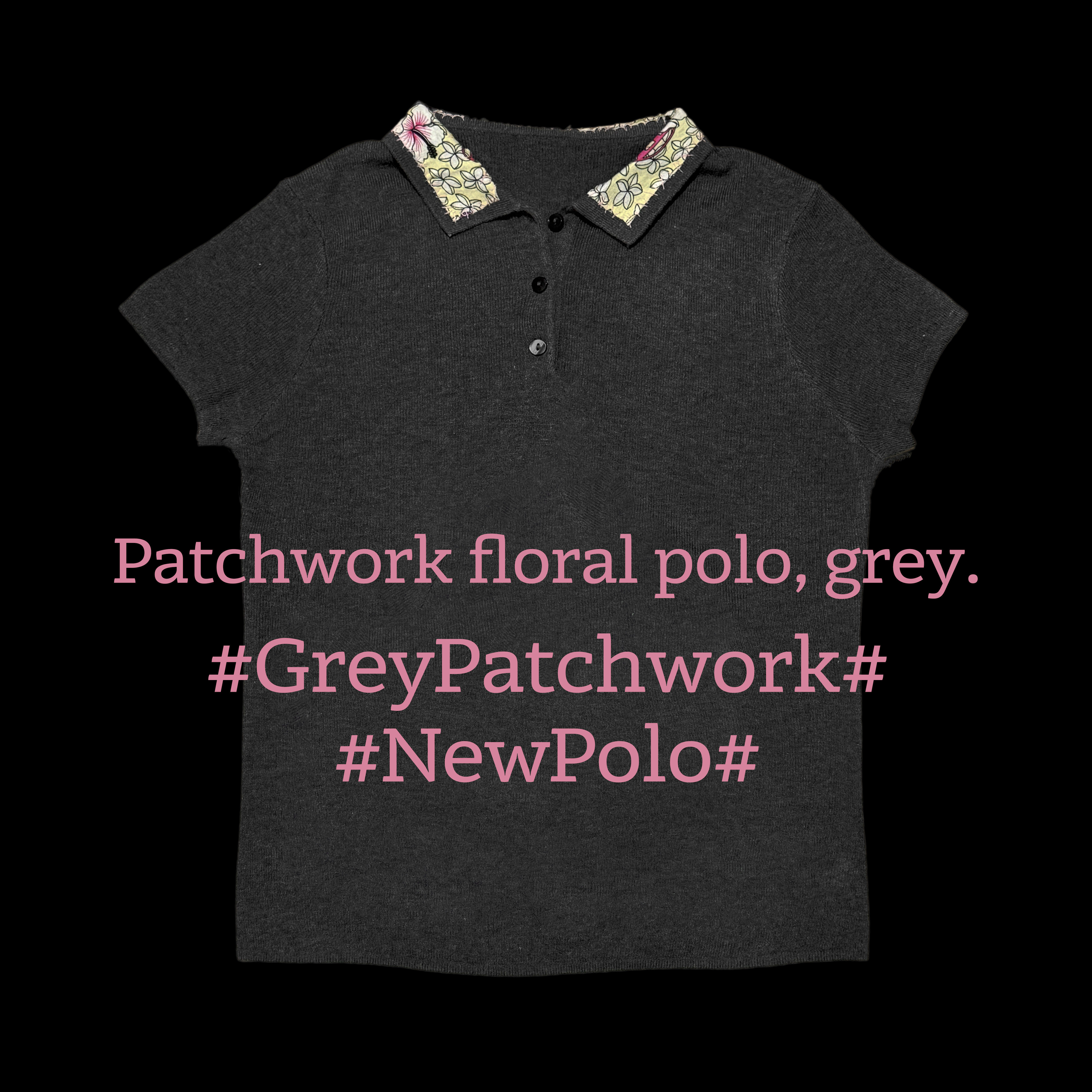 WEIQIN 美利奴羊毛针织 手工拼接Patchwork floral polo, grey.