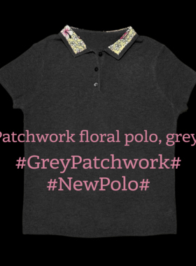 WEIQIN 美利奴羊毛针织 手工拼接Patchwork floral polo, grey.