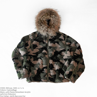 垒用迷彩改良绒拆卸毛领派克外套