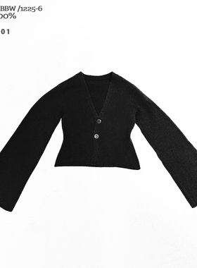 WEIQIN Pristine 1225 黑曜羊毛收腰和服袖开衫外套 抹胸包臀裙