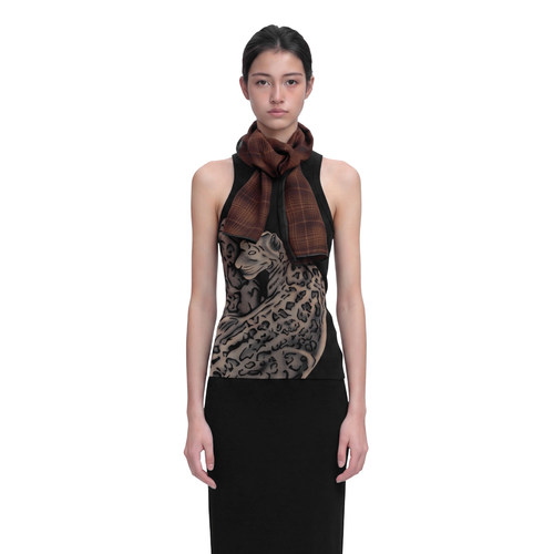 WEIQIN BFTBLK CHAMBER 曼妙腰 金钱豹 leopard 背心 黑 鎏金烟灰