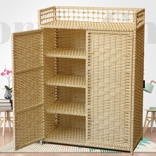 特价草编鞋柜进门鞋架阳台柜宝宝衣柜玩具柜简易衣柜收纳柜书架